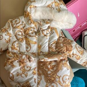 Versace Baby Snowsuit in Gold and White